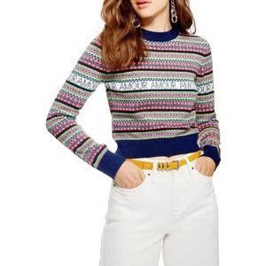 TOPSHOP | Amour Fair Isle Love Sweater Multicolor Size 8